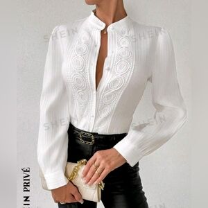 Shein White Lace Blouse, XL